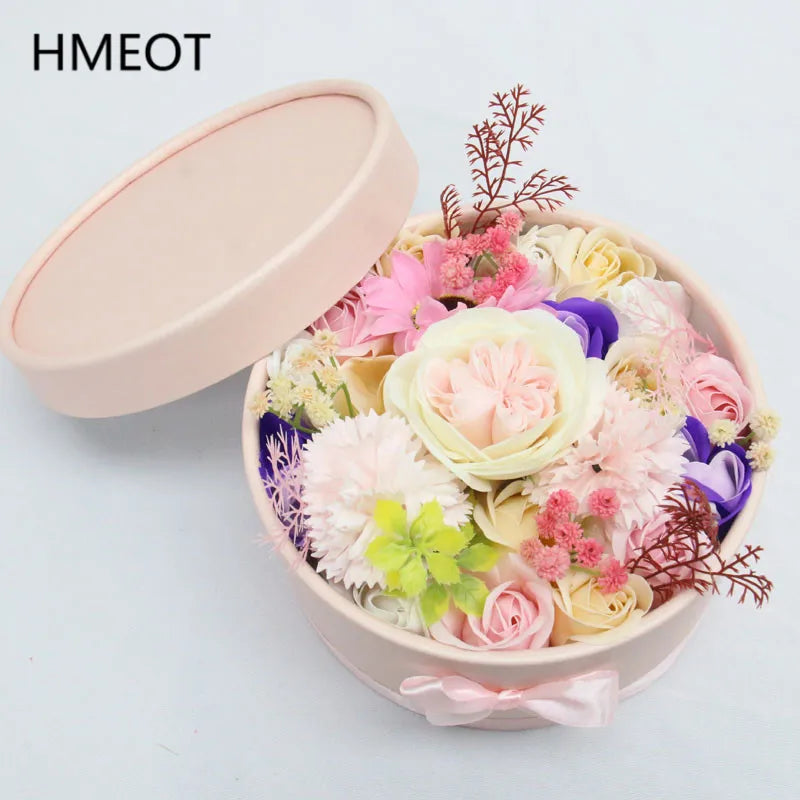 Luxurious Eternal Soap Flower Set in Round Bucket Box